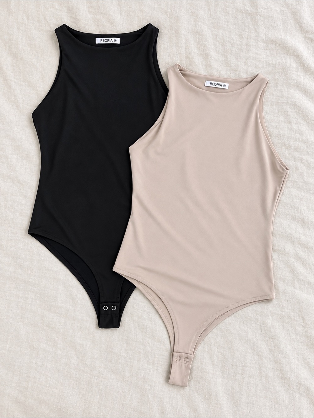 REORIA Butsmooth® Women’s Basic Sexy Sleeveless Racer Back Halter Neck Bodysuit